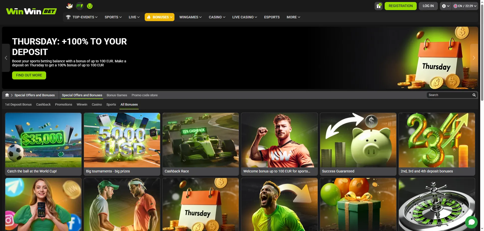 Offre de bonus WinWin Bet Cameroun 500% et tours gratuits